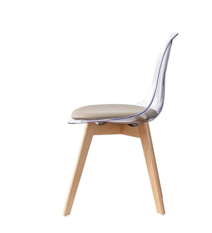 Beige DKD Home Decor kitchen chair with wood and polycarbonate, measuring 54x47x81 cm, modern house and kitchen furniture.