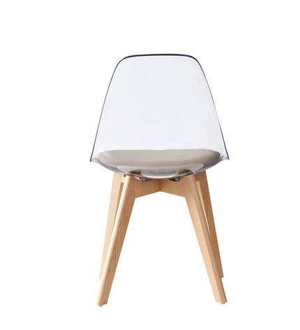 Beige DKD Home Decor kitchen chair with wooden legs and polycarbonate seat, measuring 54x47x81 cm, suitable for home and dining.