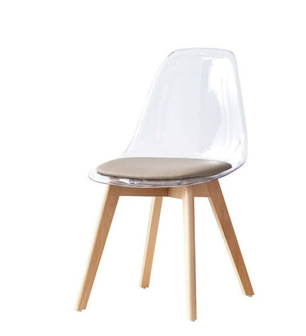Beige DKD Home Decor kitchen chair with wooden legs and polycarbonate seat, measuring 54x47x81 cm, suitable for dining or kitchen use.