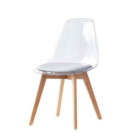 Gray DKD Home Decor kitchen chair with wooden legs and polycarbonate seat, measuring 54 x 47 x 81 cm.