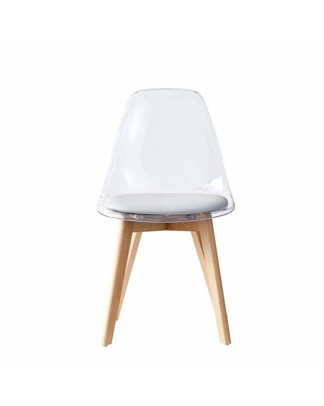 Gray DKD Home Decor kitchen chair with wooden legs and polycarbonate seat, measuring 54 x 47 x 81 cm.