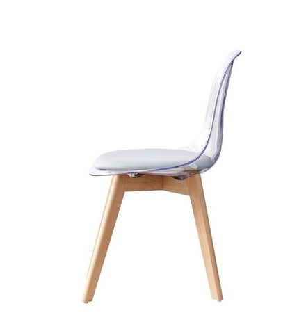 Gray DKD Home Decor kitchen chair with wooden legs and polycarbonate seat, measuring 54x47x81 cm.