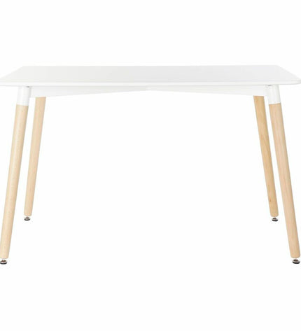 DKD Home Decor white oak wood dining table with MDF top, 120x80x74 cm, in a modern kitchen setting.