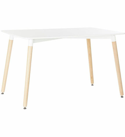 Rectangular dining table by DKD Home Decor with white wood finish, measuring 120x80x74 cm, in a modern kitchen setting.