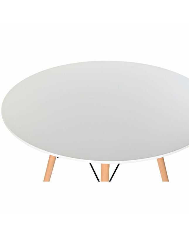 DKD Home Decor dining table with white and black natural birch wood and MDF, 90x90x74 cm, in a modern kitchen setting.