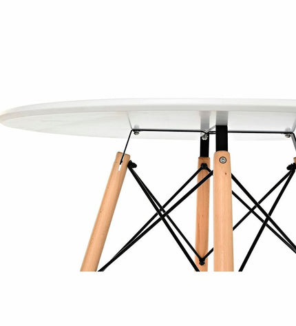 Square dining table by DKD Home Decor with natural birch wood and black MDF finish, measuring 90x90x74 cm.