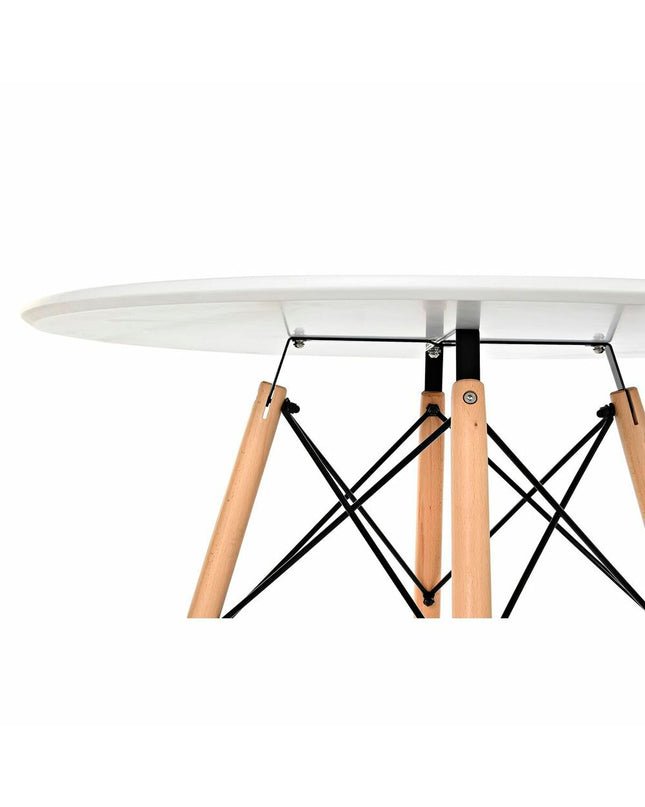 Square dining table by DKD Home Decor with natural birch wood and black MDF finish, measuring 90x90x74 cm.