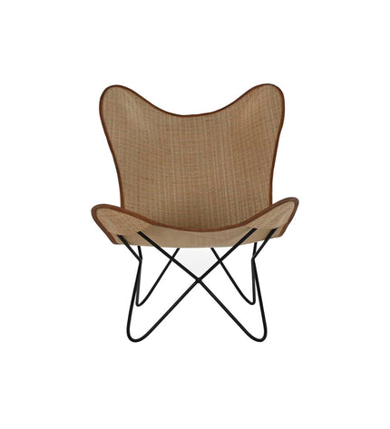 DKD Home Decor metal and rattan chair with wooden legs, 74x78x92 cm, modern design for home and kitchen use.