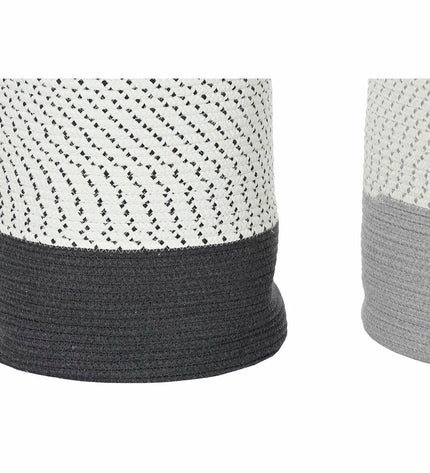 Two light gray and white woven basket sets from DKD Home Decor, ideal for home organization and storage in kitchen or house.