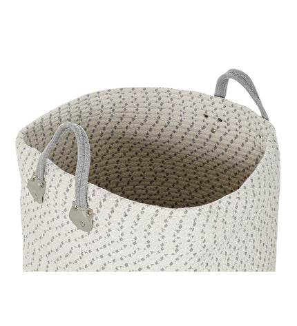 Two light gray and white woven storage baskets by DKD Home Decor, perfect for home organization and kitchen use.