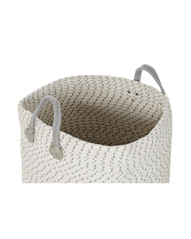 Two light gray and white woven storage baskets by DKD Home Decor, perfect for home organization and kitchen use.