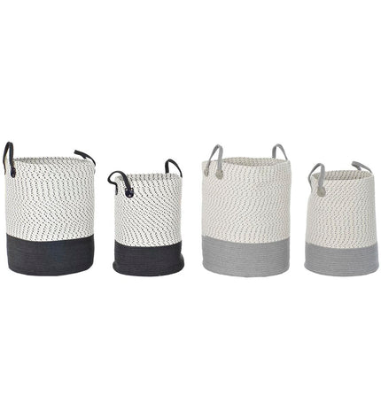 Light gray and white woven basket set by DKD Home Decor, ideal for home storage and organization, with two 2-piece baskets.