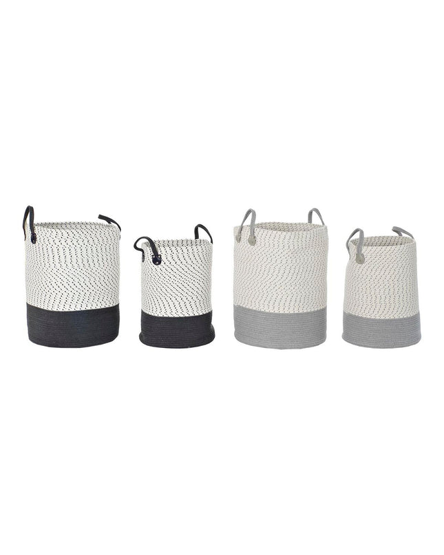 Light gray and white woven basket set by DKD Home Decor, ideal for home storage and organization, with two 2-piece baskets.
