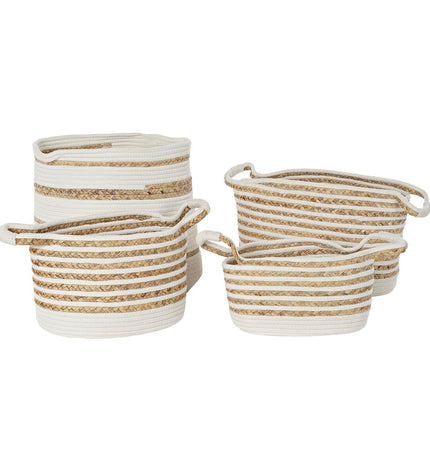 DKD Home Decor boho basket spelset in Zeegras, 36x36x34 cm, suitable for home decor and bathroom storage.
