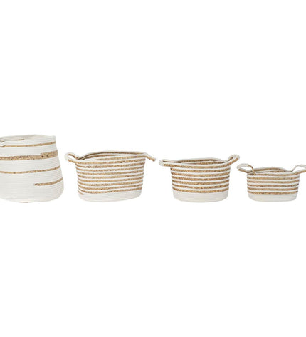 DKD Home Decor boho basket spelset made of sea grass, 36x36x34 cm, suitable for house decor and bathroom storage.