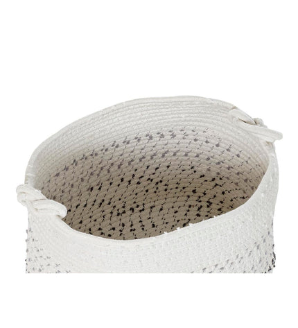 Boho-style DKD Home Decor basket spelset with handles, designed for home decor and bathroom storage, measuring 36x36x33 cm.