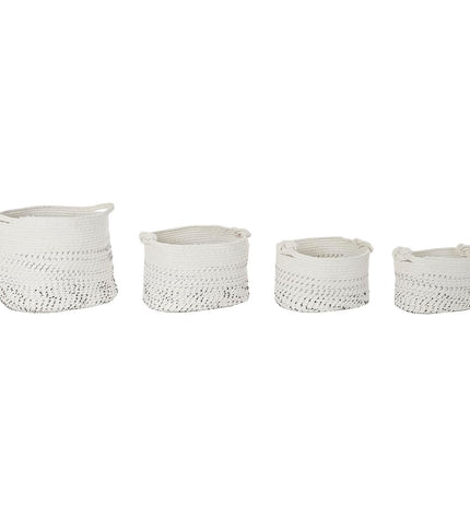 Boho-style DKD Home Decor basket spelset for home and bathroom, 36x36x33 cm, with woven design and natural finish.