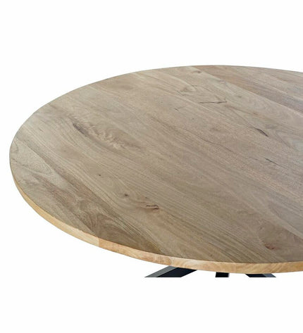 Square black metal and mango wood dining table by DKD Home Decor, measuring 127x127x75 cm, in a modern house setting.
