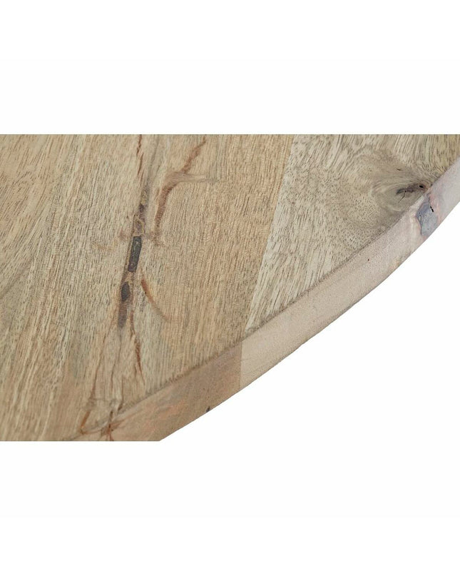 DKD Home Decor dining table with black metal frame, mango wood surface, measuring 127x127x75 cm, suitable for home and kitchen decor.