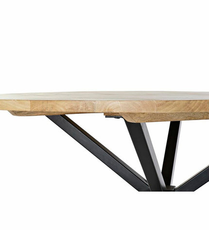 Square dining table by DKD Home Decor with black metal frame, aluminum and mango wood surface, 127x127x75 cm.