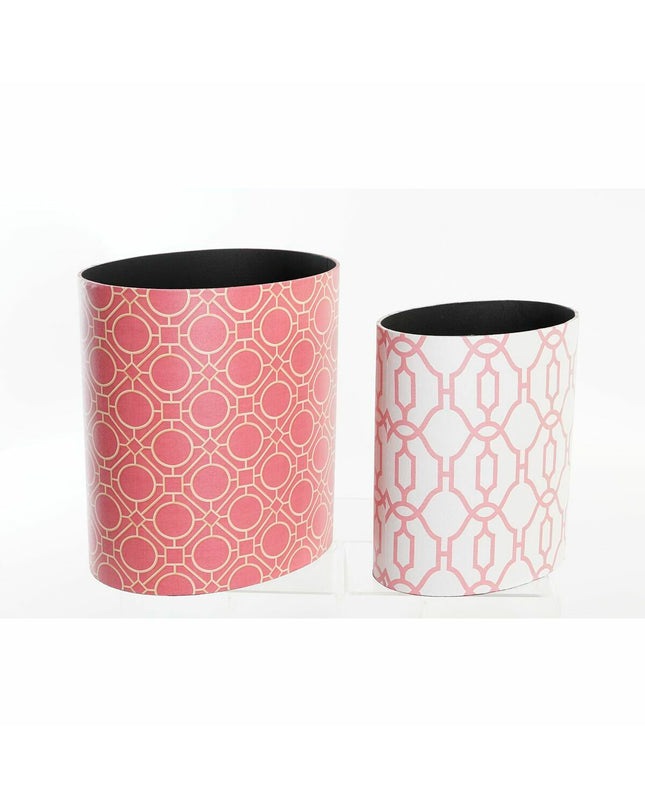 DKD Home Decor waste bin with orange and white vintage wood canvas design for home organization and kitchen storage.