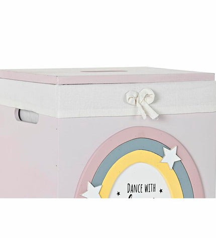 DKD Home Decor yellow, white, grey, and pink Paulownia wood storage boxes set for kids, 40x30x55 cm, five-piece organizational set.