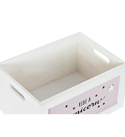 Set of five yellow, white, gray, and pink wooden storage boxes by DKD Home Decor for kids, 40x30x55 cm, Paulownia wood.