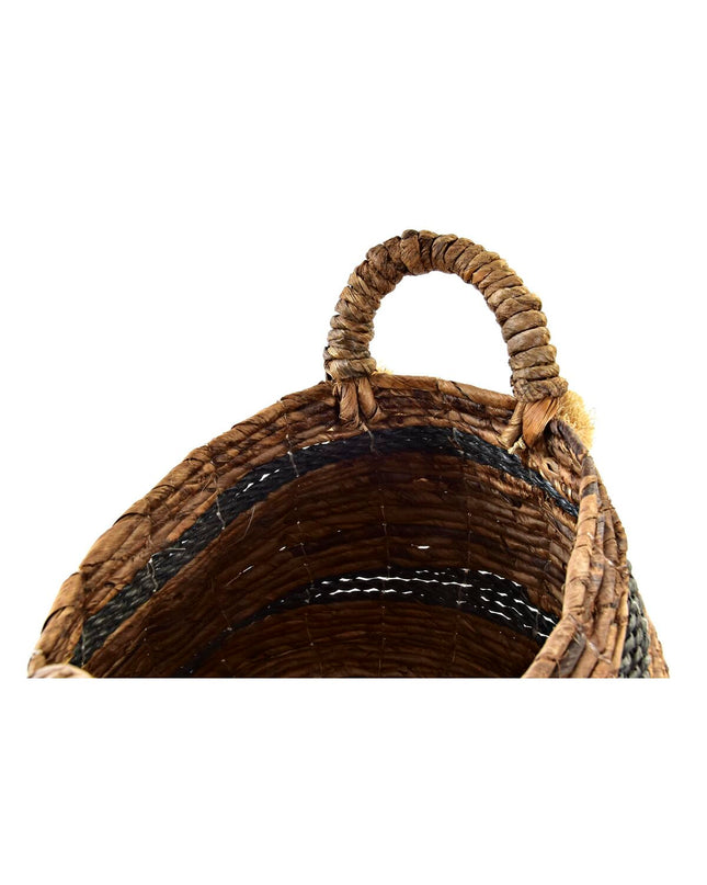 DKD Home Decor natural fiber basket spelset in kolonial style, 31x31x33 cm, suitable for home decor and bathroom storage.