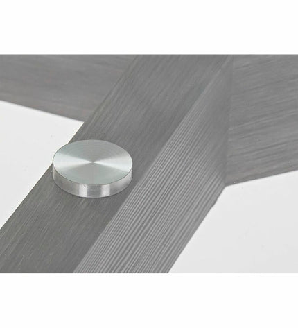 DKD Home Decor glass dining table with gray transparent crystal and wooden MDF legs, measuring 160x90x75 cm.