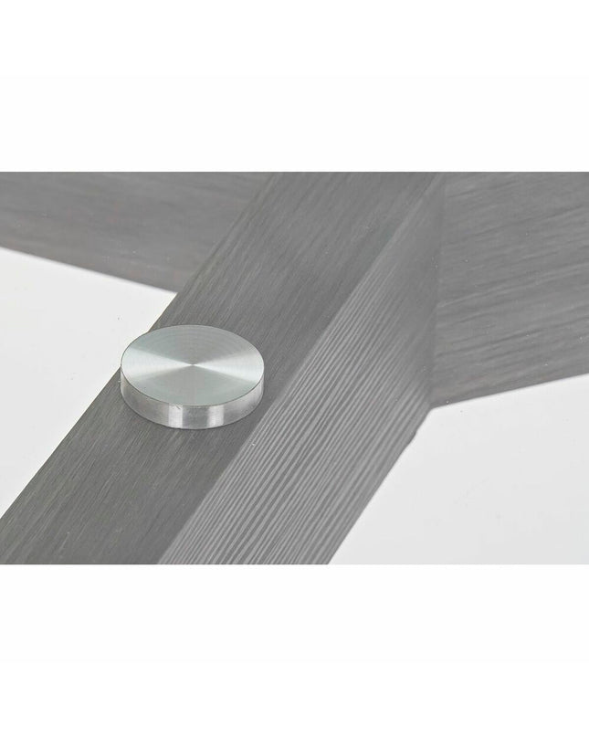DKD Home Decor glass dining table with gray transparent crystal and wooden MDF legs, measuring 160x90x75 cm.