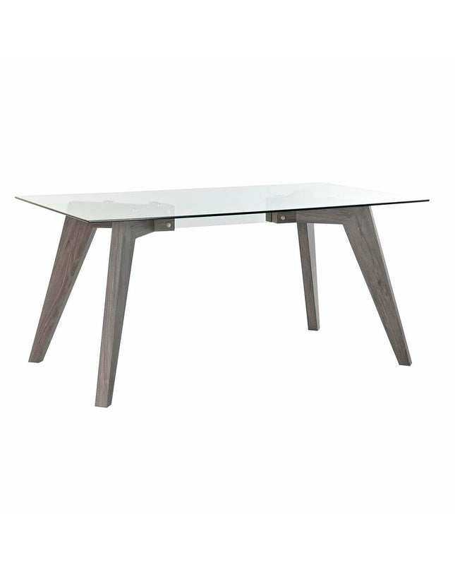 Rectangular dining table by DKD Home Decor with a crystal-clear glass top and sturdy wooden MDF legs, measuring 160x90x75 cm.