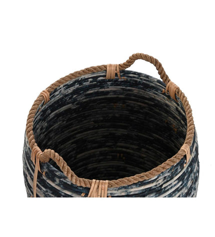 DKD Home Decor plastic basket spelset with three storage baskets in black and white, 56x56x60 cm and 52x52x60 cm, for home organization.