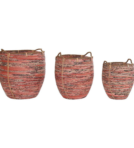 DKD Home Decor basket spelset with three woven natural storage baskets for home organization and decor.