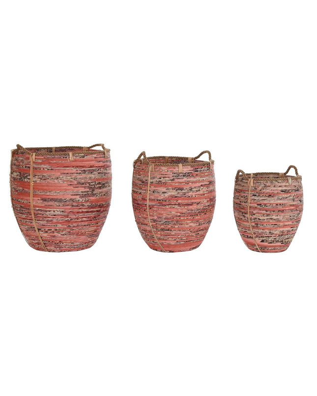 DKD Home Decor basket spelset with three woven natural storage baskets for home organization and decor.