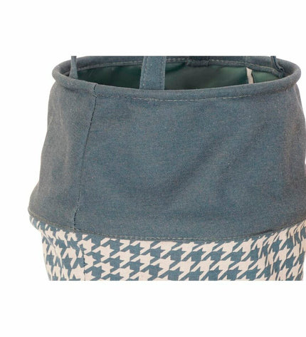 Set of three DKD Home Decor laundry baskets in yellow and dark gray, 28x28x28 cm, with pied-de-poule pattern for home organization.