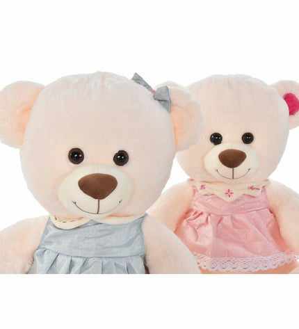 Set of two DKD Home Decor beige, pink, and green plush teddy bears for children, 20x20x50 cm, soft toy and game.
