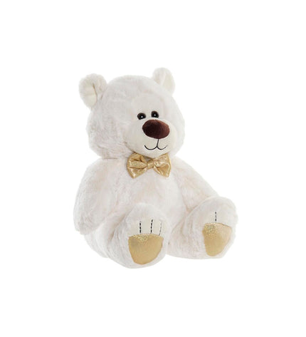 DKD Home Decor soft stuffed teddy bear with a white butterfly bow and gold metal accents, suitable for children, measuring 30 x 40 cm