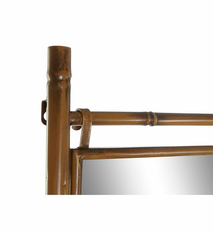 DKD Home Decor standing towel rack in mustard metal with mirror, 55 x 3 x 190 cm, ideal for bathroom organization and decor.