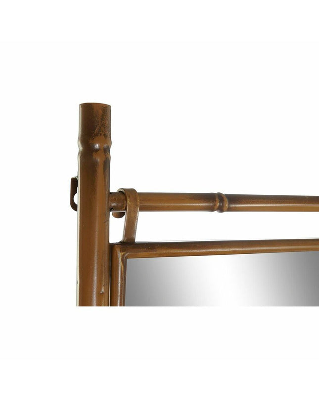 DKD Home Decor standing towel rack in mustard metal with mirror, 55 x 3 x 190 cm, ideal for bathroom organization and decor.