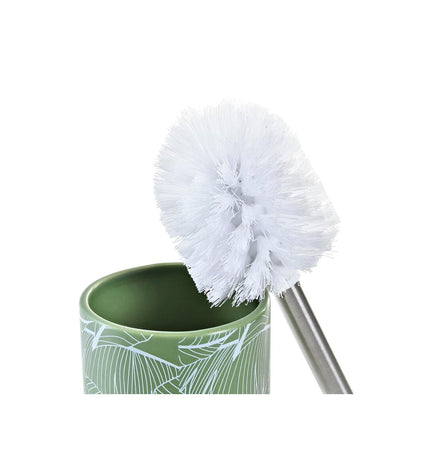Green silver-colored plastic and dolomite tropical leaf decor for bathroom or home, 9.5 x 9.5 x 37 cm, by DKD Home Decor.
