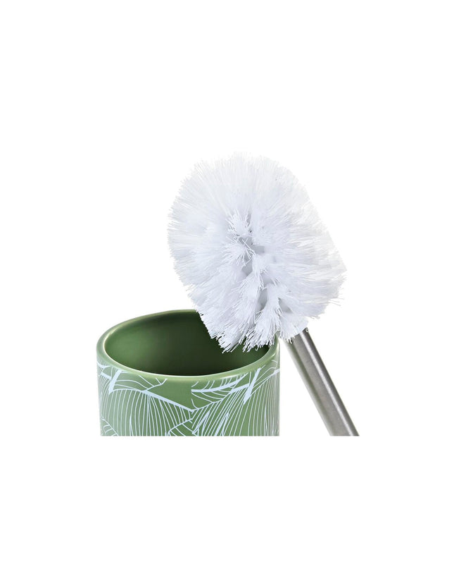Green silver-colored plastic and dolomite tropical leaf decor for bathroom or home, 9.5 x 9.5 x 37 cm, by DKD Home Decor.