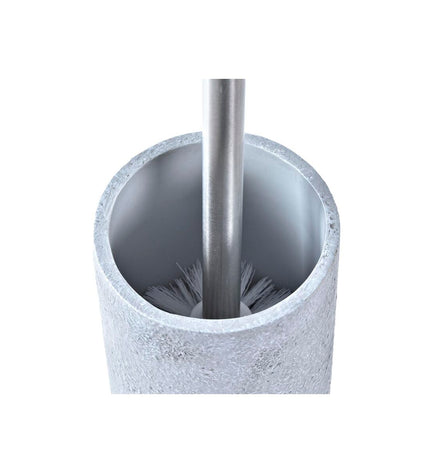 DKD Home Decor toilet brush with gray silver finish in stainless steel and cement, compact 10x10x40 cm for bathroom decor.