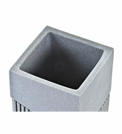 DKD Home Decor gray toothbrush holder in resin, 7.6 x 7.6 x 10 cm, suitable for bathroom storage and organization.