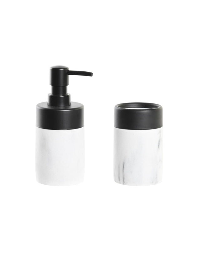 DKD Home Decor metal soap dish in black and white, modern design, measuring 7.2 x 7.2 x 16.4 cm, for bathroom use