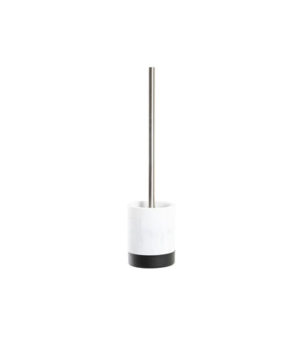 Modern DKD Home Decor toilet brush holder in white and black with stainless steel and marble finish, 10 x 10 x 37.4 cm.