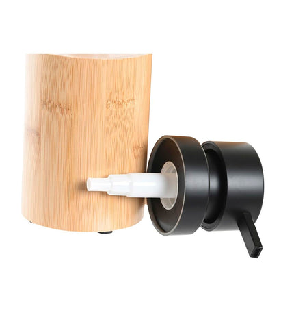 Black bamboo and polypropylene soap dispenser by DKD Home Decor, 8x8x16 cm, suitable for bathroom and kitchen use.