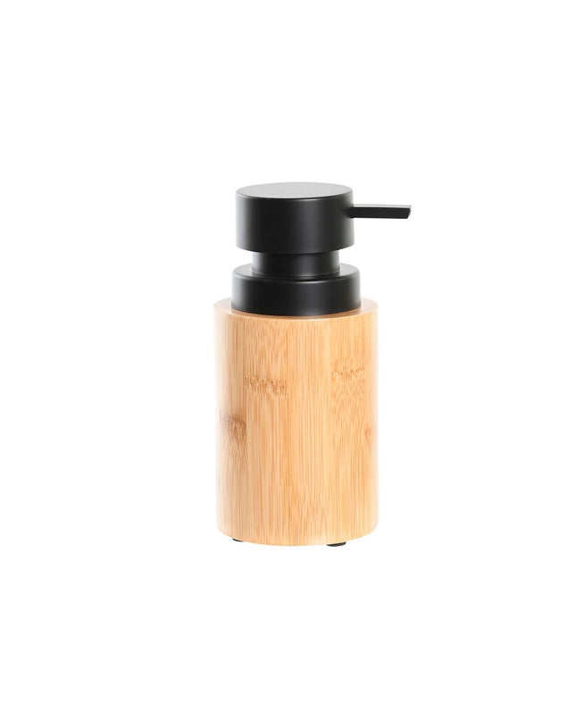 DKD Home Decor bamboo soap dispenser for bathroom, black natural finish, 8x8x16 cm, made of polypropyleen, stylish home and kitchen accessory