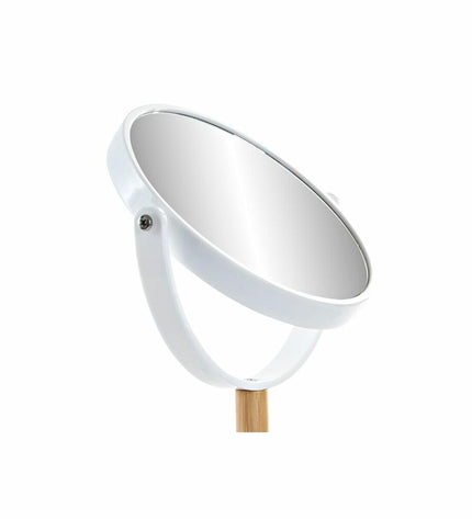DKD Home Decor bamboo and aluminum bathroom mirror, white natural finish, 17x17x31 cm, modern home decor accessory