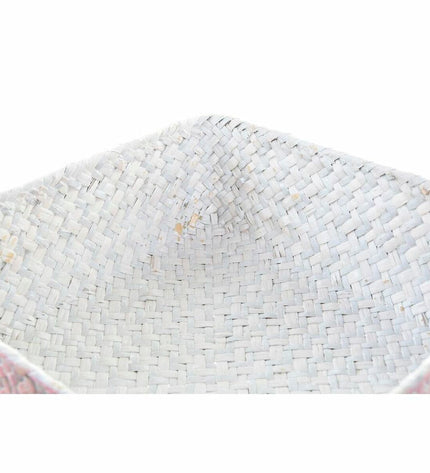 DKD Home Decor natural fiber basket set for home and bathroom, Mediterranean boho style, 26x26x9 cm with 8.5 cm height