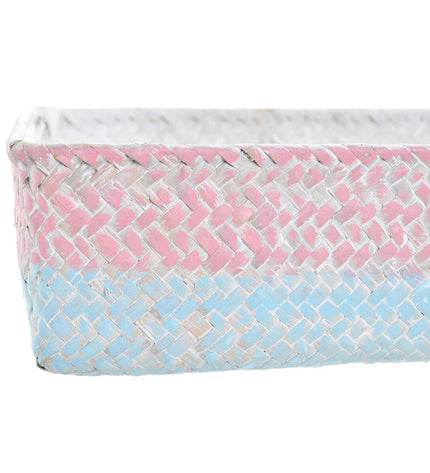 Natural fiber boho basket from DKD Home Decor, 26x26x9 cm, ideal for bathroom or home organization.